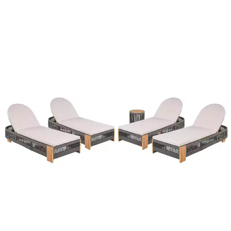 Christopher Knight Home Lariya Ensemble de conversation 5 pièces pour extérieur avec méridienne en bois d'acacia, coussins et table d'appoint