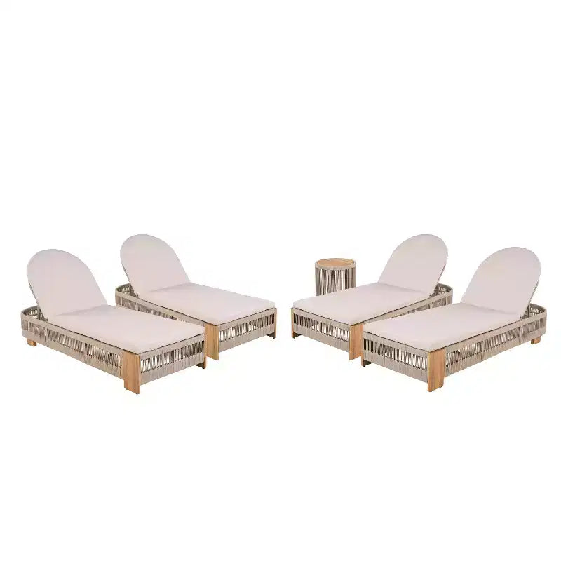 Christopher Knight Home Lariya Ensemble de conversation 5 pièces pour extérieur avec méridienne en bois d'acacia, coussins et table d'appoint