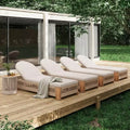 Christopher Knight Home Lariya 5 Piece Outdoor Acacia Wood Chaise Lounge Chat Set with Cushions and Side Table
