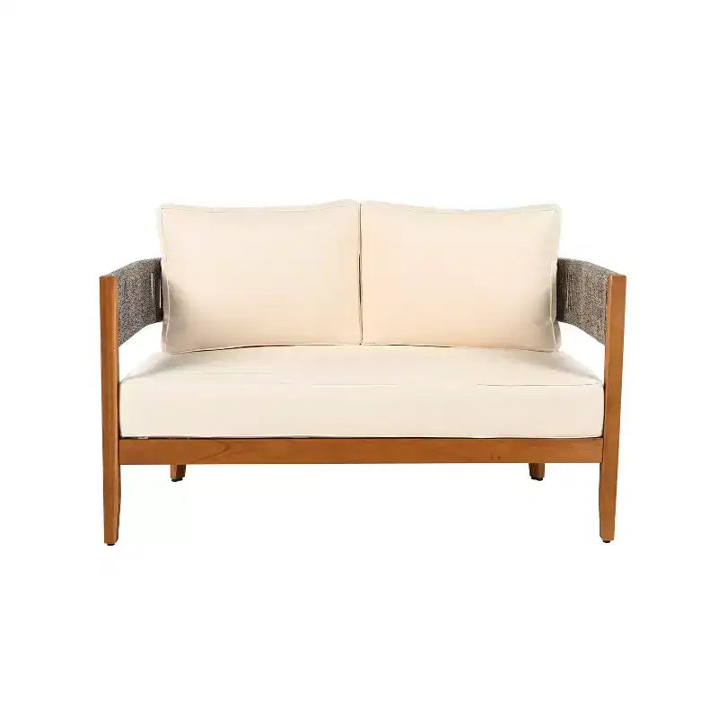 Canapé deux places et table basse Christopher Knight Home Jett en corde tressée rustique et bois d'acacia avec coussins