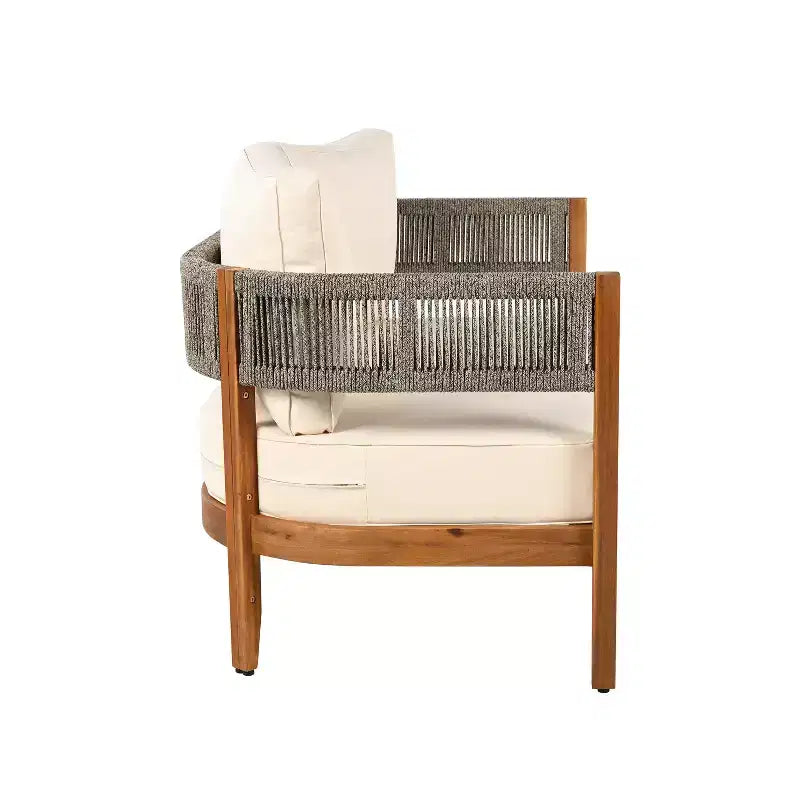 Canapé deux places et table basse Christopher Knight Home Jett en corde tressée rustique et bois d'acacia avec coussins