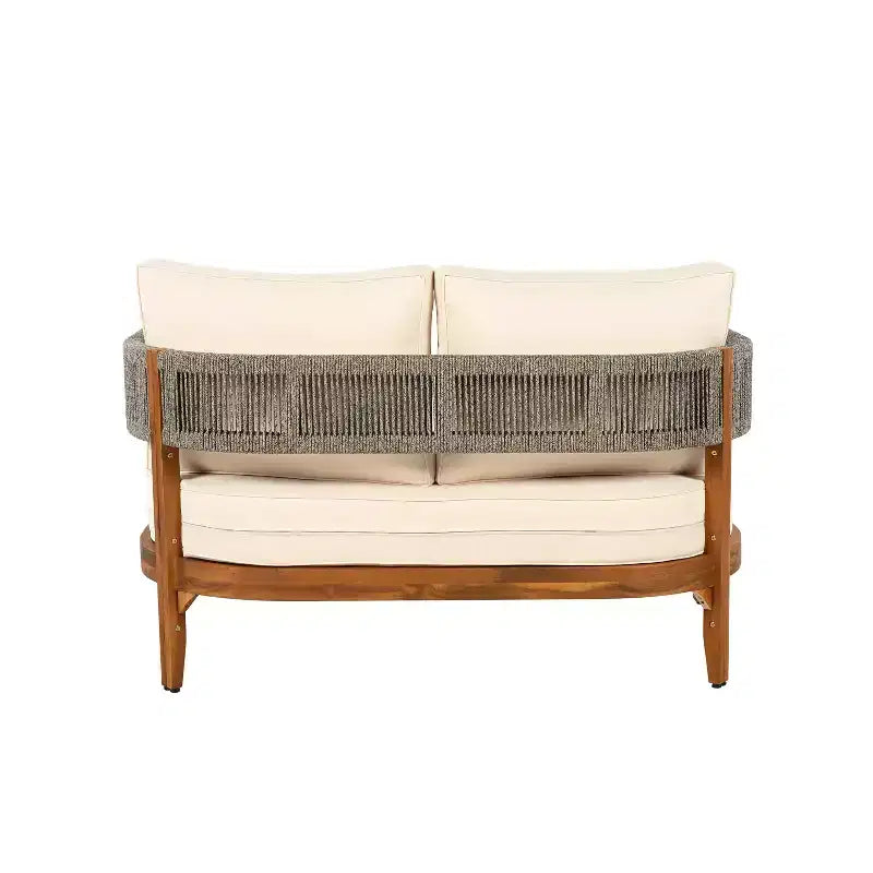 Canapé deux places et table basse Christopher Knight Home Jett en corde tressée rustique et bois d'acacia avec coussins