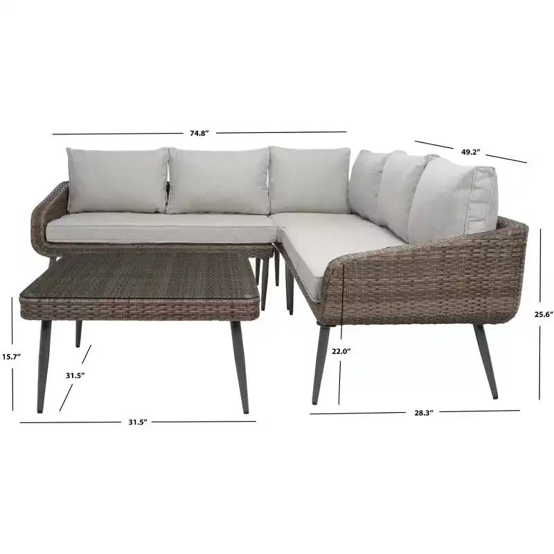 Ensemble de canapés 4 pièces Onri - Intérieur/Extérieur - PAT9027 - Safavieh