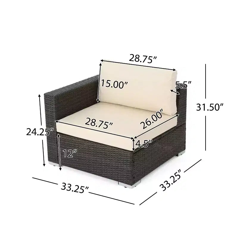 Christopher Knight Home Santa Rosa Ensemble de canapé sectionnel d'extérieur 4 places en aluminium et osier avec coussins
