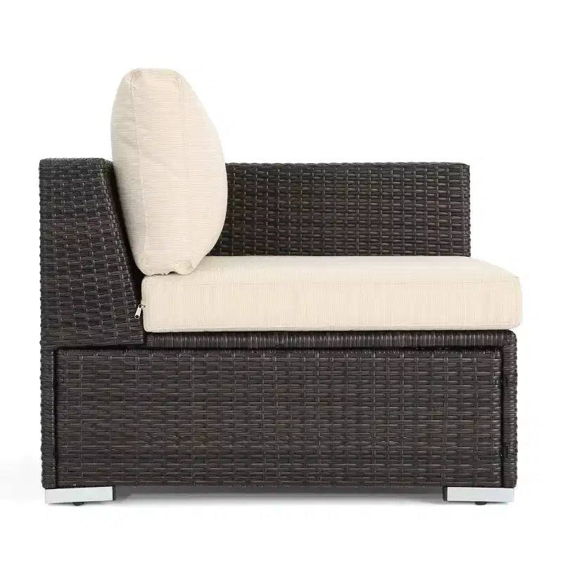 Christopher Knight Home Santa Rosa Ensemble de canapé sectionnel d'extérieur 4 places en aluminium et osier avec coussins