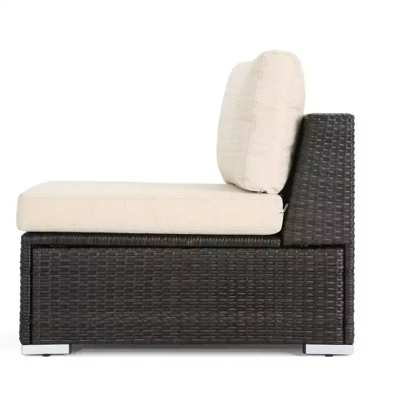 Christopher Knight Home Santa Rosa Ensemble de canapé sectionnel d'extérieur 4 places en aluminium et osier avec coussins