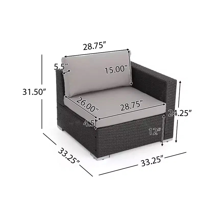 Christopher Knight Home Santa Rosa Ensemble de canapé sectionnel d'extérieur 4 places en aluminium et osier avec coussins