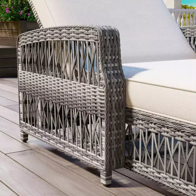 Merax Chaises Longues d'Extérieur en Osier 2 Pièces avec Dossiers Inclinables Réglables et Coussins Moelleux