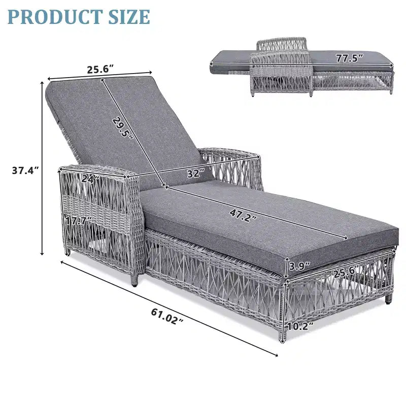 Merax Chaises Longues d'Extérieur en Osier 2 Pièces avec Dossiers Inclinables Réglables et Coussins Moelleux