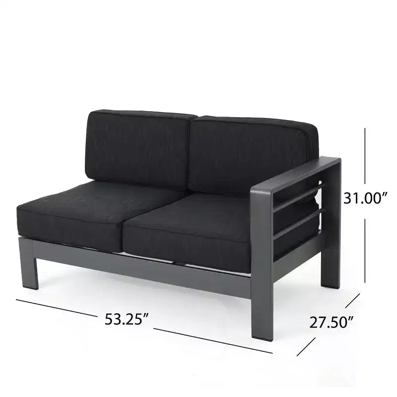 Christopher Knight Home Cape Coral Salon de jardin d'angle 6 places en aluminium avec fauteuil club
