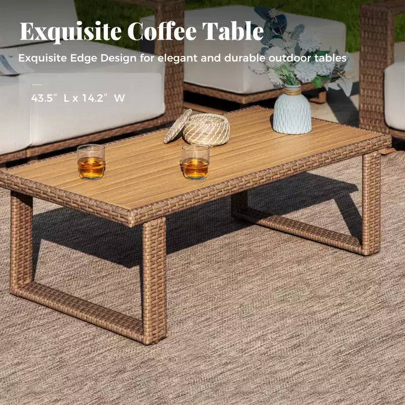 Captiva Designs Ensemble de conversation pour mobilier de patio extérieur en rotin sectionnel avec coussins de 25 cm d'épaisseur