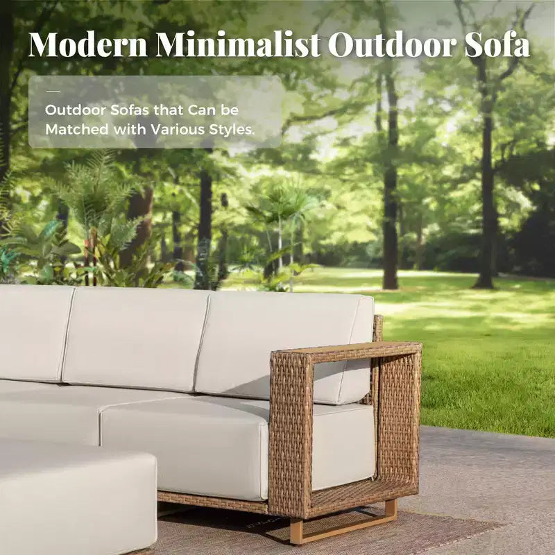 Captiva Designs Ensemble de conversation pour mobilier de patio extérieur en rotin sectionnel avec coussins de 25 cm d'épaisseur