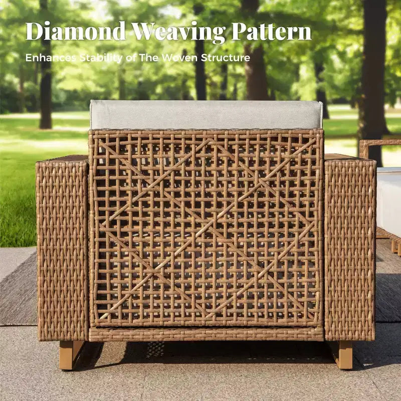 Captiva Designs Ensemble de conversation pour mobilier de patio extérieur en rotin sectionnel avec coussins de 25 cm d'épaisseur