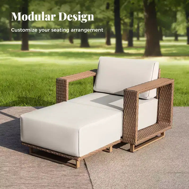 Captiva Designs Ensemble de conversation pour mobilier de patio extérieur en rotin sectionnel avec coussins de 25 cm d'épaisseur