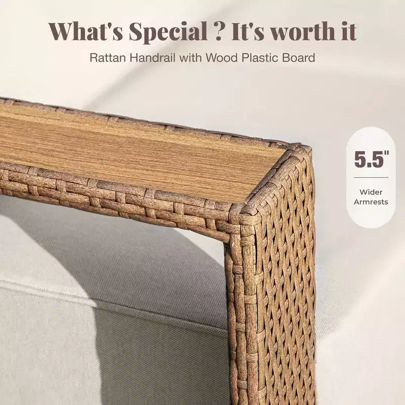 Captiva Designs Ensemble de conversation pour mobilier de patio extérieur en rotin sectionnel avec coussins de 25 cm d'épaisseur