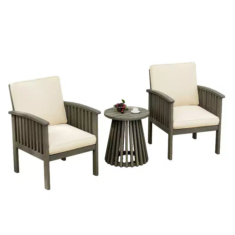 Christopher Knight Home Pascal – Ensemble de 3 chaises de jardin en bois d'acacia avec table basse ronde