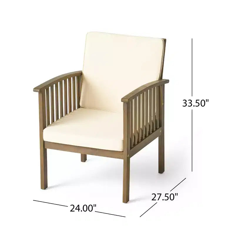 Christopher Knight Home Pascal – Ensemble de 3 chaises de jardin en bois d'acacia avec table basse ronde