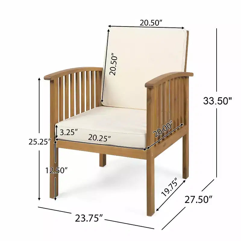 Christopher Knight Home Pascal – Ensemble de 3 chaises de jardin en bois d'acacia avec table basse ronde