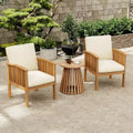 Christopher Knight Home Pascal 3 Piece Patio Acacia Wood Club Chairs with Round Coffee Table