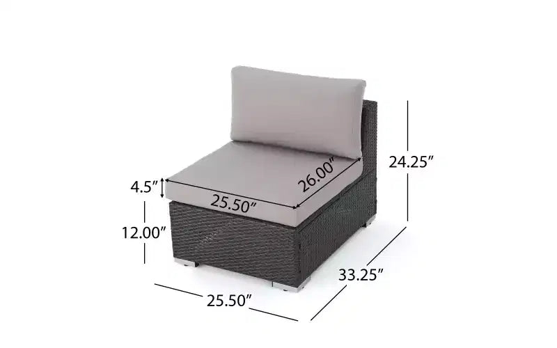 Christopher Knight Home Harley Ensemble de meubles de patio en osier 10 pièces avec sectionnel, table basse en verre trempé et coussins