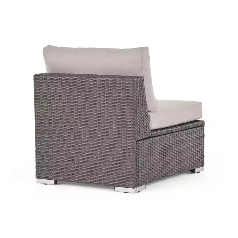 Christopher Knight Home Harley Ensemble de meubles de patio en osier 10 pièces avec sectionnel, table basse en verre trempé et coussins