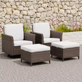 EAGLE PEAK Ocean Vista 4 piece Wicker Outdoor Patio Seating Set, Variated Wicker Conversation Swivel Chairs Set with Cushions