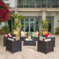 Christopher Knight Home Jenny Outdoor 8 Piece Wicker Chat Set with Water-Resistant Cushions