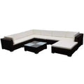vidaXL Patio Lounge Set - 8 Pieces, Poly Rattan, Brown, Weather-Resistant with Cushions - Ideal for Garden or Patio