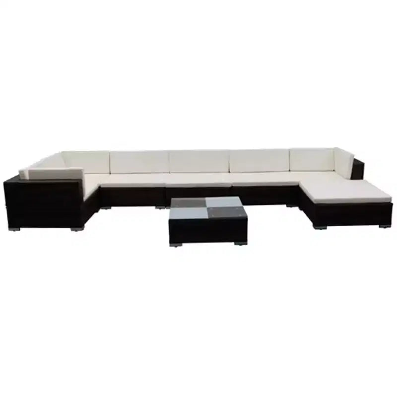 vidaXL Salon de jardin – 8 pièces, en résine tressée, marron, résistant aux intempéries avec coussins – Idéal pour le jardin ou le patio