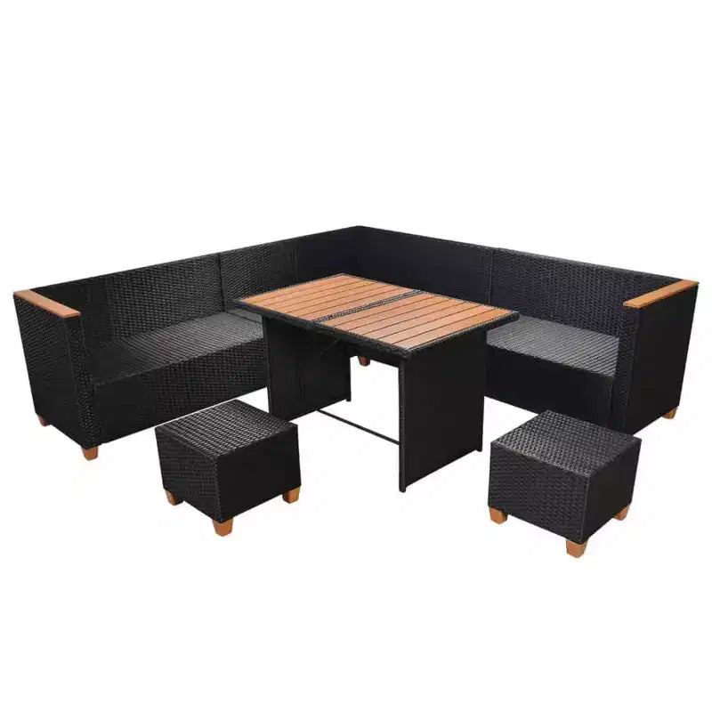 Ensemble de meubles de jardin vidaXL 7 pièces noir et crème