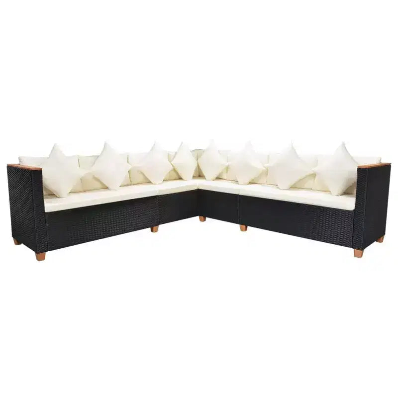 Ensemble de meubles de jardin vidaXL 7 pièces noir et crème