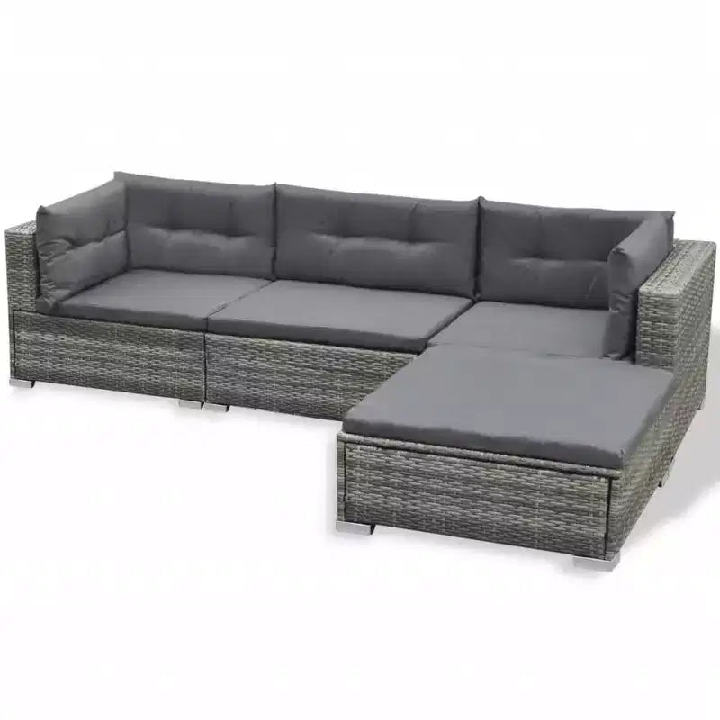 vidaXL Ensemble de salon de jardin 6 pièces - Canapé d'extérieur avec coussins et table basse - Résine tressée grise