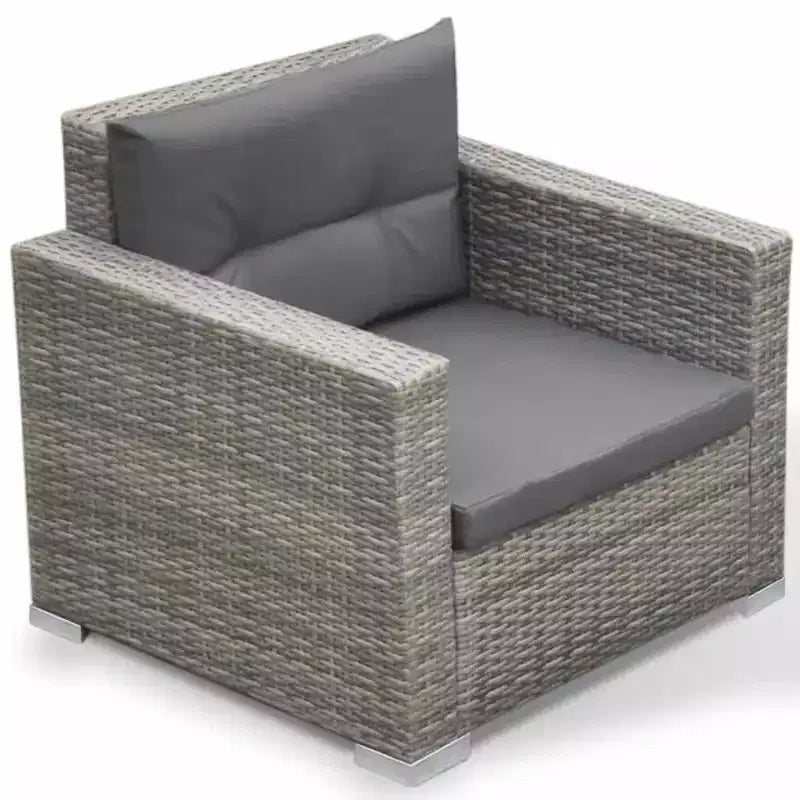 vidaXL Ensemble de salon de jardin 6 pièces - Canapé d'extérieur avec coussins et table basse - Résine tressée grise