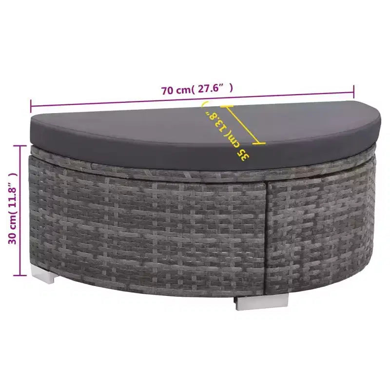 vidaXL Salon de jardin en résine tressée gris - Ensemble canapé 8 pièces avec coussins et plateau de table en verre pour jardin et extérieur