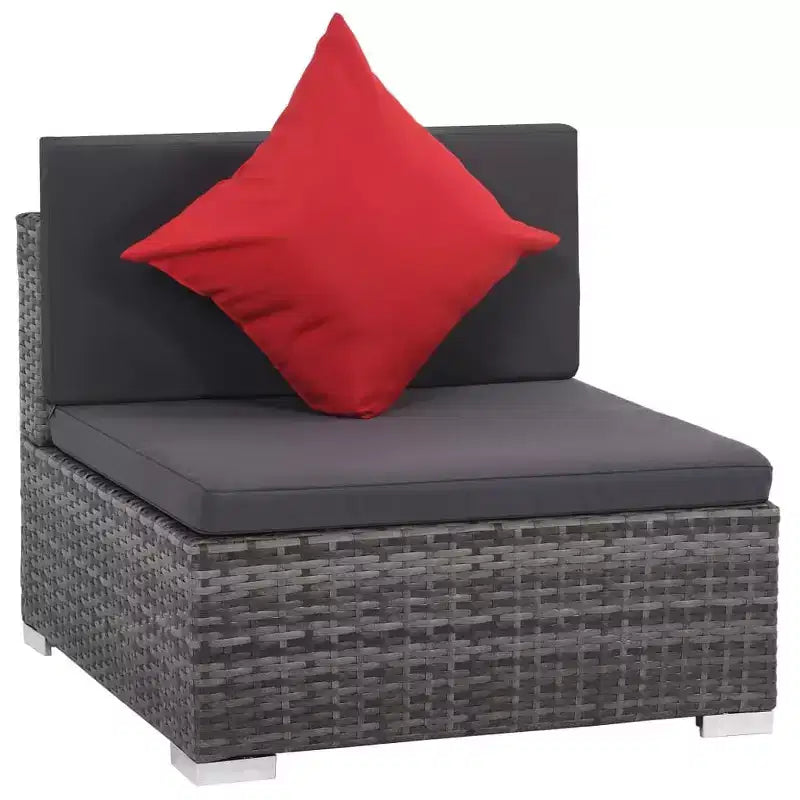 vidaXL Salon de jardin en résine tressée gris - Ensemble canapé 8 pièces avec coussins et plateau de table en verre pour jardin et extérieur