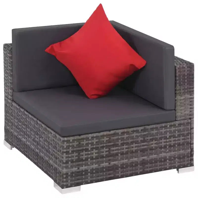 vidaXL Salon de jardin en résine tressée gris - Ensemble canapé 8 pièces avec coussins et plateau de table en verre pour jardin et extérieur