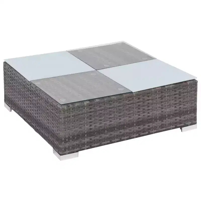 vidaXL Salon de jardin en résine tressée gris - Ensemble canapé 8 pièces avec coussins et plateau de table en verre pour jardin et extérieur