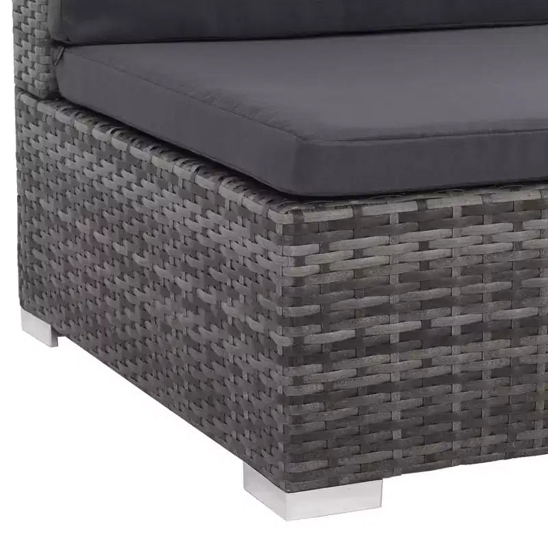 vidaXL Salon de jardin en résine tressée gris - Ensemble canapé 8 pièces avec coussins et plateau de table en verre pour jardin et extérieur