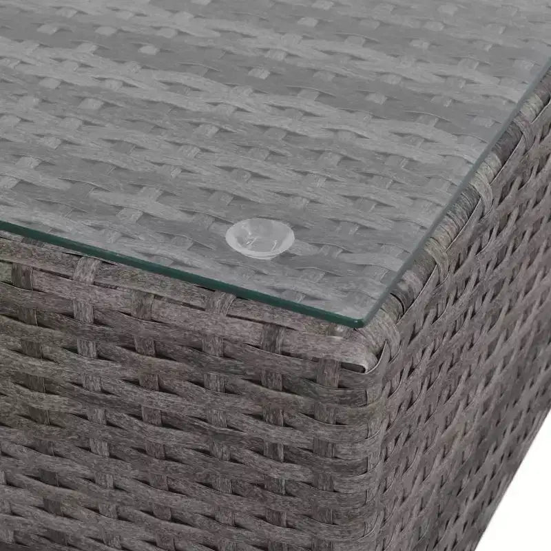 vidaXL Salon de jardin en résine tressée gris - Ensemble canapé 8 pièces avec coussins et plateau de table en verre pour jardin et extérieur