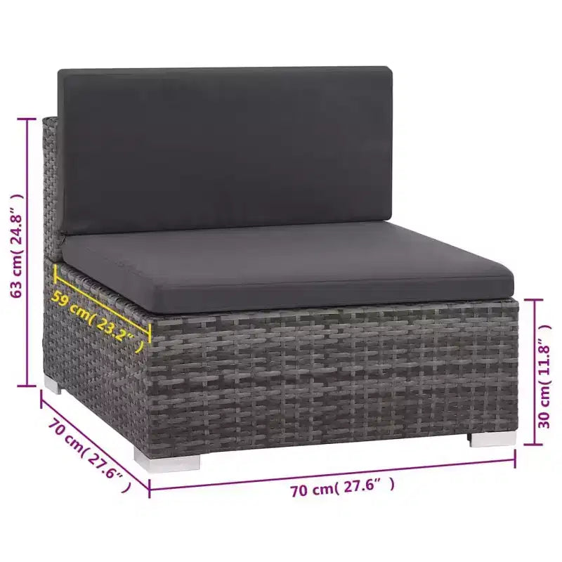 vidaXL Salon de jardin en résine tressée gris - Ensemble canapé 8 pièces avec coussins et plateau de table en verre pour jardin et extérieur