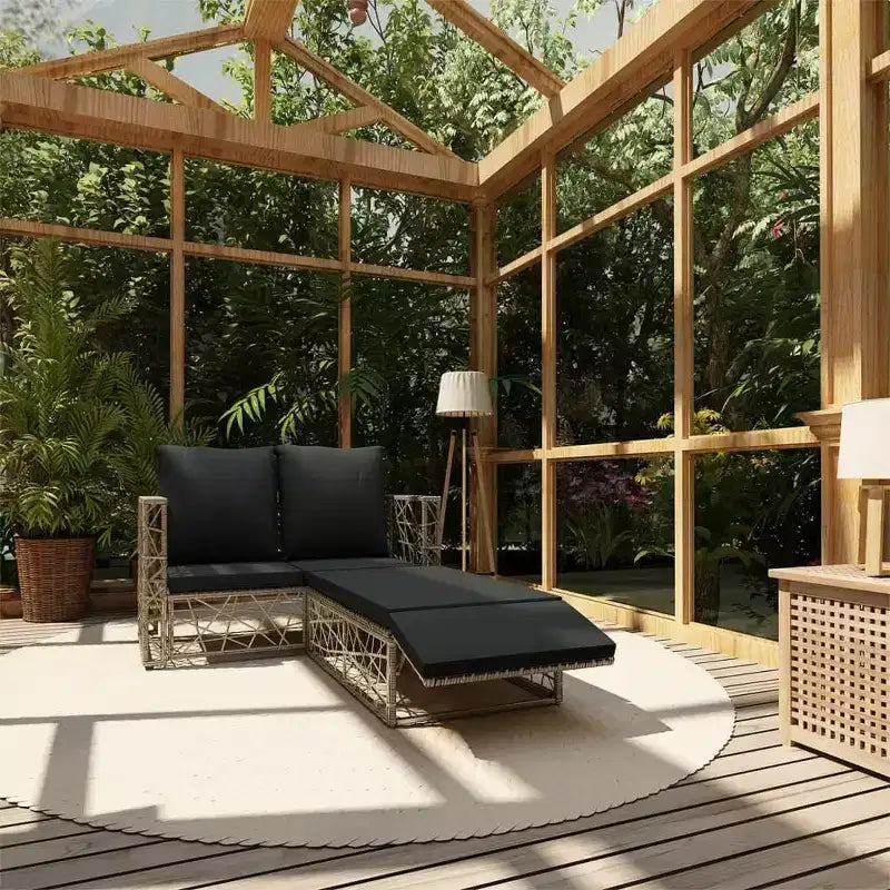 vidaXL Salon de jardin en résine tressée gris, acier thermolaqué Medium