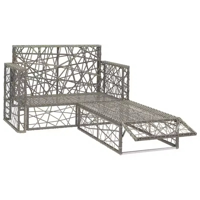 vidaXL Salon de jardin en résine tressée gris, acier thermolaqué Medium