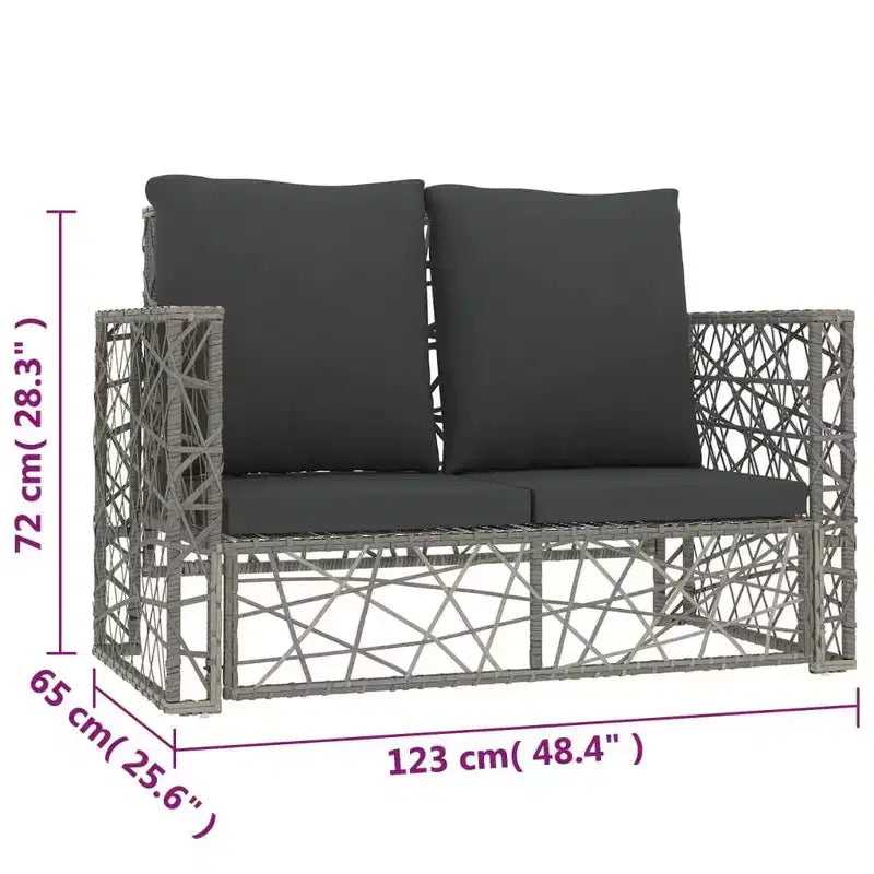 vidaXL Salon de jardin en résine tressée gris, acier thermolaqué Medium