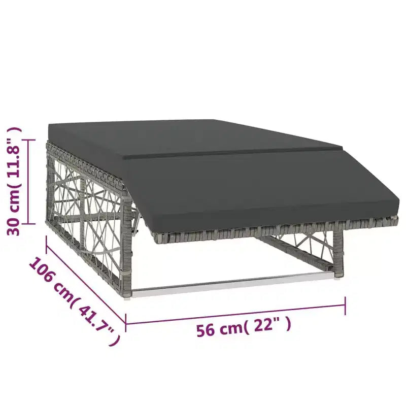 vidaXL Salon de jardin en résine tressée gris, acier thermolaqué Medium