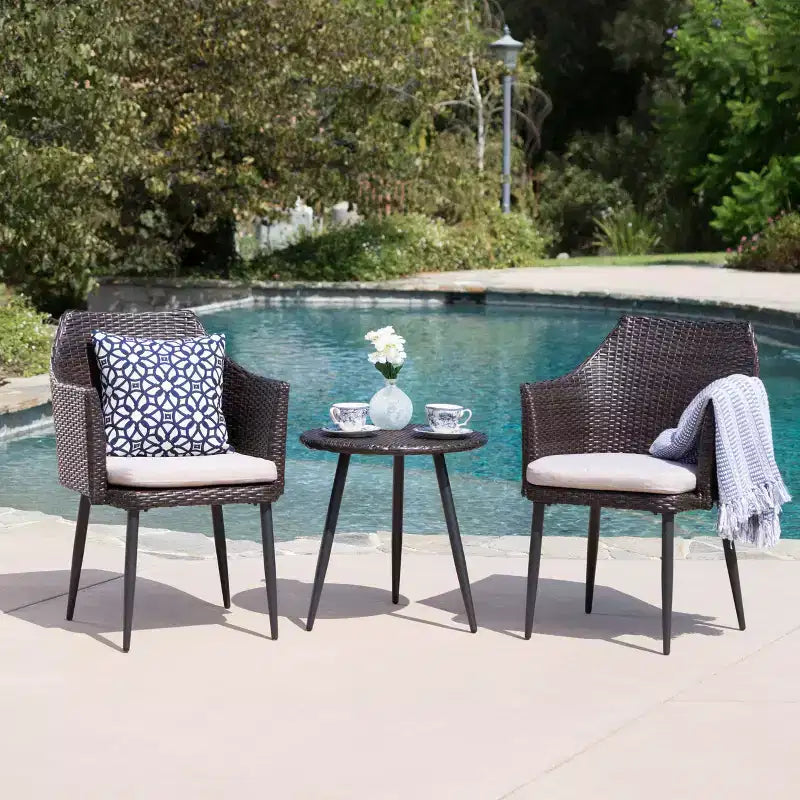 Christopher Knight Home Iona Outdoor Wicker 3 Piece Chat Set with Cushions