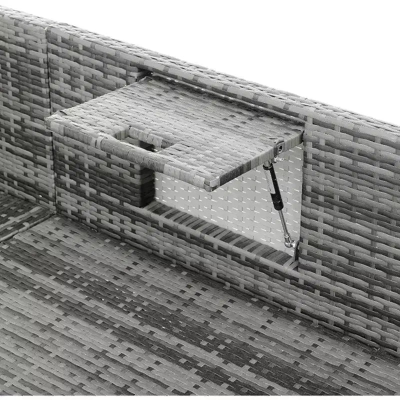 Salons de jardin Bestier, ensemble de conversation d'extérieur en osier avec table relevable, dossier réglable, poufs, canapé modulable pour l'arrière-cour