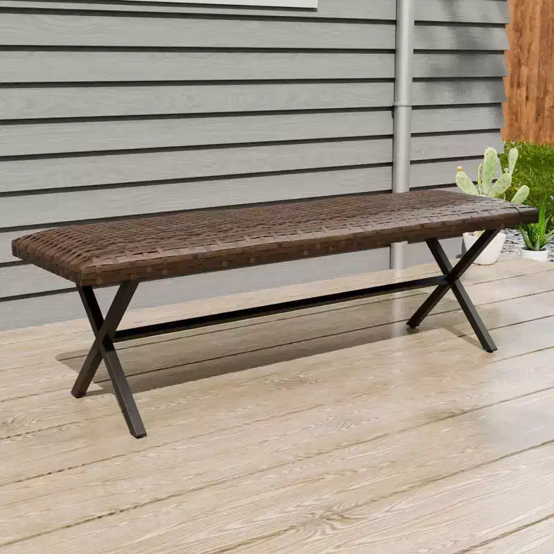 EAGEL PEAK Sienna Bay 2-Person Outdoor Wicker Bench with Metal Frame
