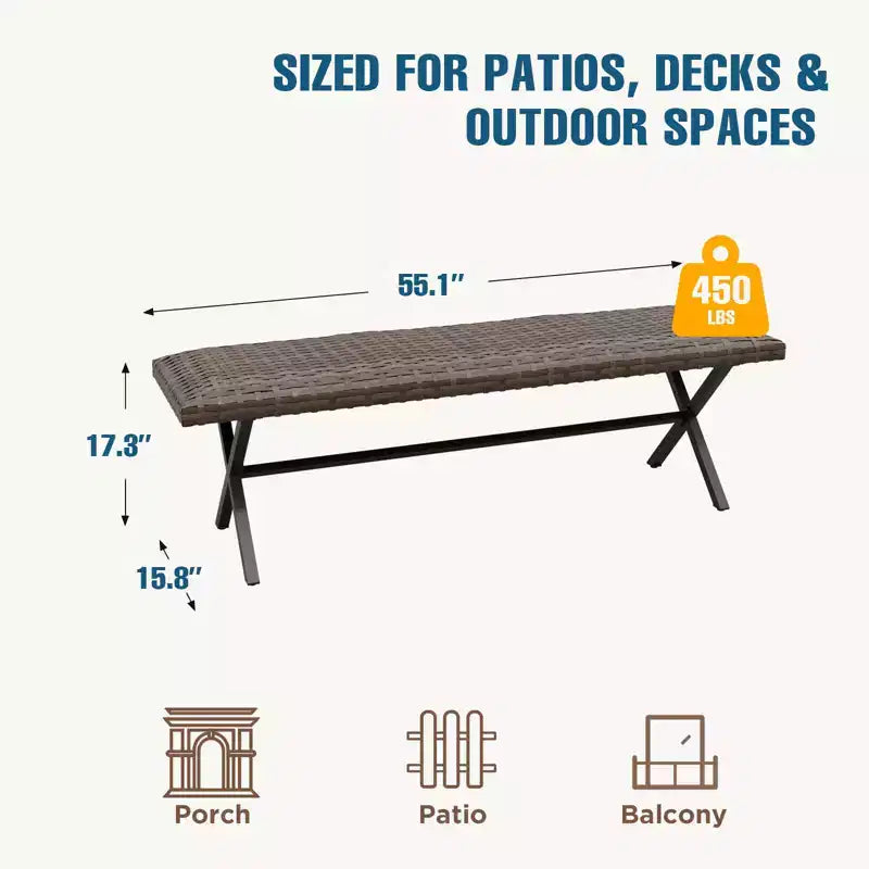 Banc d'extérieur en osier pour 2 personnes avec cadre en métal EAGEL PEAK Sienna Bay