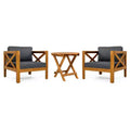 NAYSAYE Patio Chaise Lounges Outdoor Wood Conversation Set with Cushions and Foldable Table for Patio, Gray and Teak, 28.7*27.9*24
