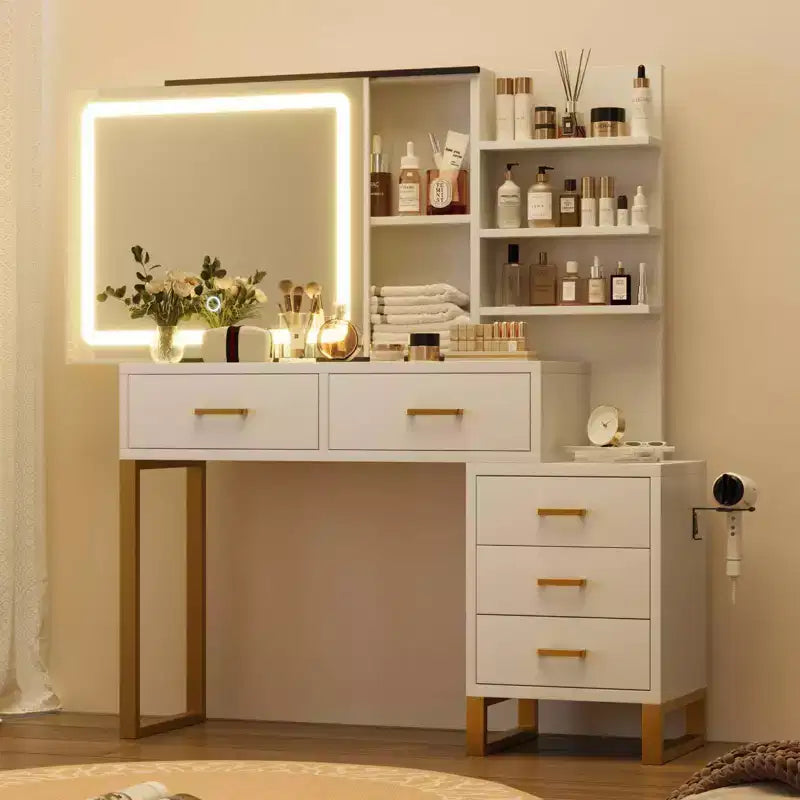 MDF Vanity Desk with LED Mirror 46.8''
